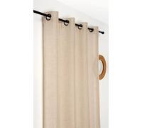 Linder - Visillo Liso sin Fuego, Certificado M1, Tejido y teñido en Francia, Estilo Natural, Color Beige Natural y Lino, Acabado con Ojales de cañón de Fusil, 40 mm, tamaño 145 x 240 cm, colección