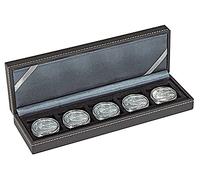 Lindner 2362-5 Estuche monedas NERA S com 5 compartimentos cuadrados para monedas o cápsulas con un diámetro de hasta 40 mm