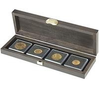 LINDNER Das Original Estuche de Madera Carus S con 4 ahondamientos para Monedas con un diámetro de hasta 52 mm