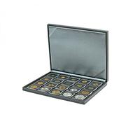 LINDNER Das Original Estuche para Monedas NERA M con Plantilla para Monedas en Color Negro para 20 marquitos para Monedas 50 x 50 mm/cápsulas para Monedas CARRÉE/Octo