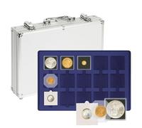 LINDNER Das Original Maletín de Aluminio para Monedas con 5 tableros Azul Oscuro para 75 marquitos para Monedas 50x50 mm
