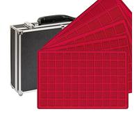 LINDNER Das Original Maletín Grande para colección de Monedas con 8 tableros Rojas en 5 variaciones para 355 Monedas