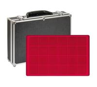 LINDNER Das Original Maletín Grande para colección de Monedas con 8 tableros Rojas para 192 Monedas o cápsulas para Monedas de hasta un diámetro de 45 mm