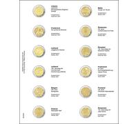 LINDNER Das Original Multi Collect Illustrated Page for 2 Euro-Commemorative Coins: Lithuania 2021 - Slovenia 2022