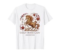 Lindo 2026 Crazy Horse Lady CNY Zodiac Rider Fortune Stable Camiseta