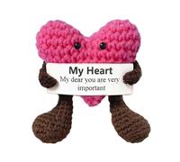 Lindo abrazo de bolsillo de ganchillo - mminii Heart Pocket Hug | Muñeca linda portátil de punto | Muñeca linda | Muñeca de punto con tarjeta de abrazo de corazón | Abalorio de bolsillo de corazón |