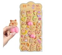 Lindo adhesivo - Divertido arte trasero de carpincho, pequeño adhesivo de burbujas táctil con detalle suave al tacto, estilo kawaii, ideal para niños y niñas, decoración de álbumes de recortes, regalo