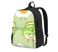 Lindo aguacate, tostada y huevo frito,Mochila con bolsillos, mochila informal para el día a día, resistente al agua, ideal para la escuela, viajes