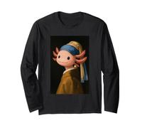 Lindo ajolote con un Pendiente de Perlas Pintura Divertida de Vermeer Manga Larga