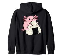 Lindo ajolote Rosa Abrazando el diseño Onigiri Kawaii Sudadera con Capucha