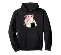 Lindo ajolote Rosa Abrazando el diseño Onigiri Kawaii Sudadera con Capucha