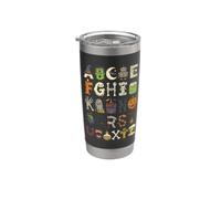Lindo alfabeto de Halloween Abc personajes espeluznantes otoño Vaso térmico de acero inoxidable de doble pared