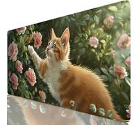 Lindo Alfombrilla Ratón XXL 600x300x3mm Mouse Pad Grande Gaming Gato Alfombrilla Escritorio con Base Antideslizante, Protector Escritorio, Resiste Salpicaduras, Mousepad para Oficina y Familia Y8-346