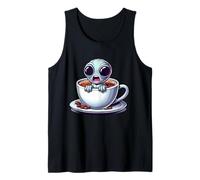 Lindo Alien en Taza de Café Divertida Dibujos Camiseta sin Mangas