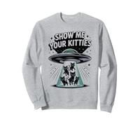 Lindo Alien Show ME Your Kitties Amante de los Gatos Dueño Animal Mamá Sudadera