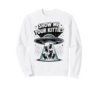 Lindo Alien Show ME Your Kitties Amante de los Gatos Dueño Animal Mamá Sudadera