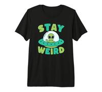 Lindo Alien Stay Weird UFO Extraterrestre Space Camiseta Premium