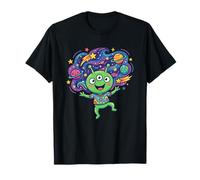 Lindo Alien Verde con Planetas Galaxia Aventura Espacial Camiseta
