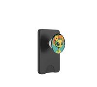 Lindo alienígena con una hermosa corona de flores para adultos y niños PopSockets PopWallet para MagSafe