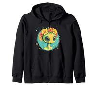 Lindo alienígena con una hermosa corona de flores para adultos y niños Sudadera con Capucha