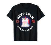 Lindo amante de los unicornios kawaii, mantén la calma y come ramen Camiseta