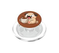 Lindo Amante del Café Pug Despertar y Levantarse Feliz PopSockets PopGrip para MagSafe