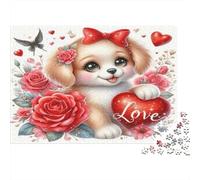 Lindo Amor de Cachorro Puzzle 1000 Piezas Papel Reciclado para Adultos Puzzle para Adultos Juego desafiante Imposible difícil Excelente Idea de Regalo para relajación y Creatividad 52x38cm/1000pcs