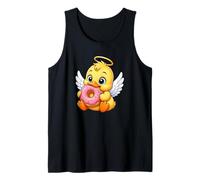 Lindo ángel de Pato con alas y un halo sosteniendo Dona Camiseta sin Mangas