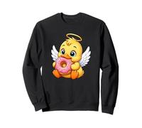 Lindo ángel de Pato con alas y un halo sosteniendo Dona Sudadera