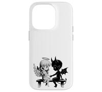 Lindo Ángel y Diablo Enamorado Anime Fantasía Duo Carcasa para iPhone 14 Pro