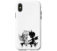 Lindo Ángel y Diablo Enamorado Anime Fantasía Duo Carcasa para iPhone X/XS