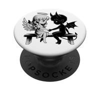 Lindo Ángel y Diablo Enamorado Anime Fantasía Duo PopSockets PopGrip Adhesivo