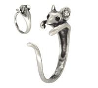 Lindo anillo de ratones, lindo anillo de animales | Lindo anillo envolvente ajustable para ratones, anillo para dedo - Anillos abiertos de joyería de mujer con animales de metal para madres y niñas