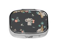 Lindo animal 3D Koala, Pastillero cuadrado para bolsillo o monedero, pequeño contenedor de pastillas, organizador de pastillas de viaje