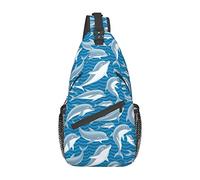 Lindo Animal de delfín Patrón Sling Bag Senderismo Mochila Crossbody Hombro Mochila Viaje Cofre Pack para Hombres Mujeres