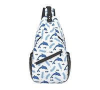 Lindo Animal de delfín Patrón Sling Bag Senderismo Mochila Crossbody Hombro Mochila Viaje Cofre Pack para Hombres Mujeres