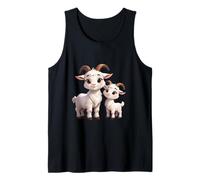 Lindo Animal de Dibujos Animados mamá y bebé Cabra Camiseta sin Mangas