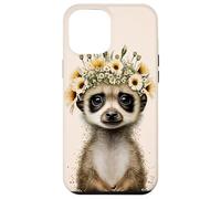 Lindo animal de la vida silvestre del suricato encantador con el tocado floral Carcasa para iPhone 12 Pro Max