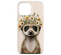 Lindo animal de la vida silvestre del suricato encantador con el tocado floral Carcasa para iPhone 13 Pro Max