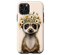 Lindo animal de la vida silvestre del suricato encantador con el tocado floral Carcasa para iPhone 11 Pro