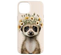 Lindo animal de la vida silvestre del suricato encantador con el tocado floral Carcasa para iPhone 15 Plus