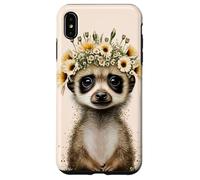 Lindo animal de la vida silvestre del suricato encantador con el tocado floral Carcasa para iPhone XS Max