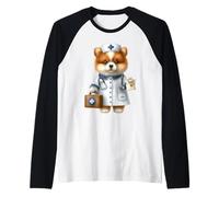 Lindo Animal Médico Enfermera Trabajador de la Camiseta Manga Raglan