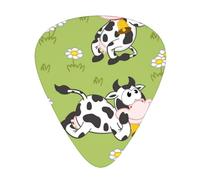 Lindo animal vaca verde,12 púas de guitarra, 3 grosores diferentes para guitarra acústica, bajo y ukelele