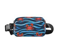 Lindo Animal Wave Red Cangrejo moda Cruz Cuerpo Bolsa Cinturón Pack para Hombres Mujeres Gran Capacidad con Correa Ajustable para Viajar Vacaciones Correr bolsa de cintura para, lindo animal onda