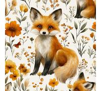 Lindo Animal Zorro Papel Pintado Autoadhesivo Planta Flor Pelar y Pegar Papel de Pared Adhesivo Muebles Mate Removible Impermeable Wallpaper Decorar Pared Salon Dormitorio Cocina Pegatina 0.45x10 m