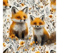 Lindo Animal Zorro Papel Pintado Autoadhesivo Planta Flor Pelar y Pegar Papel de Pared Adhesivo Muebles Mate Removible Impermeable Wallpaper Decorar Pared Salon Dormitorio Cocina Pegatina 0.52x5 m
