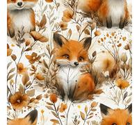 Lindo Animal Zorro Papel Pintado Autoadhesivo Planta Flor Pelar y Pegar Papel de Pared Adhesivo Muebles Mate Removible Impermeable Wallpaper Decorar Pared Salon Dormitorio Cocina Pegatina 0.52x10 m