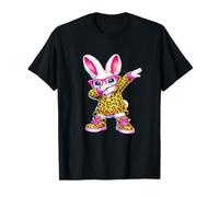 Lindo Anime Dabbing Bunny Conejo Feliz Pascua Leopardo Mujer Camiseta