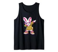 Lindo Anime Dabbing Bunny Conejo Feliz Pascua Leopardo Mujer Camiseta sin Mangas